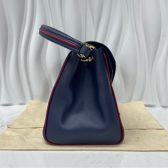 Louis Vuitton Volta Handbag in Navy Leather & Monogram Canvas - Picture 5 of 12